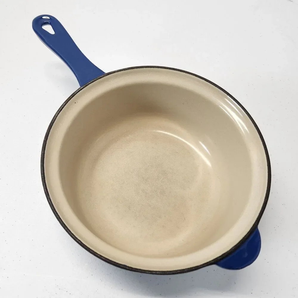 Le Creuset #22 Cobalt Blue Enamel Cast Iron Multifunction Saucepan Skillet Set